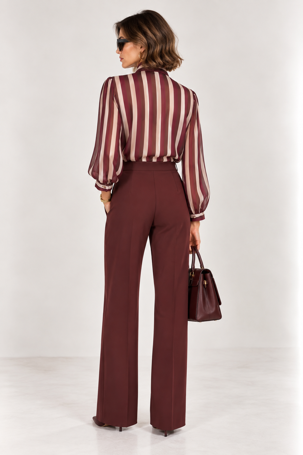 Camicia a righe bordeaux
