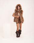 Gilet in volpe coffee