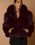 Bomber in volpe bordeaux