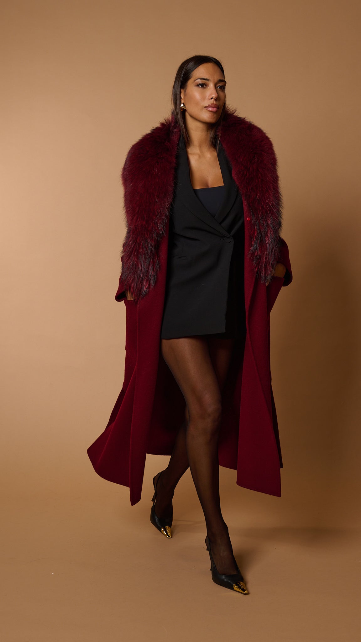 Drama luxury coat bordeaux