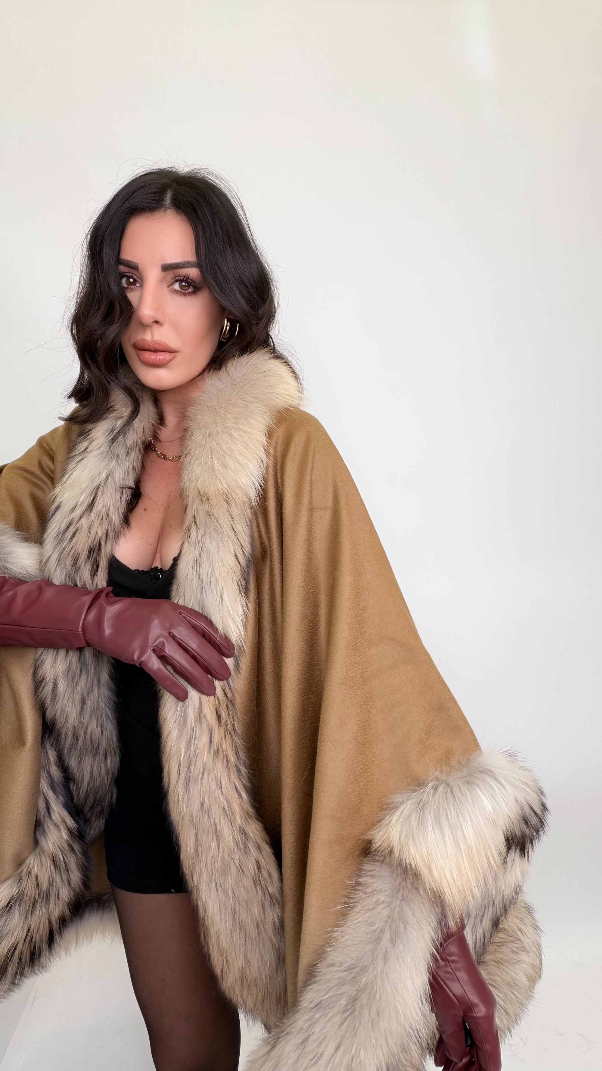 Mantella 100% cashmere bordo volpe