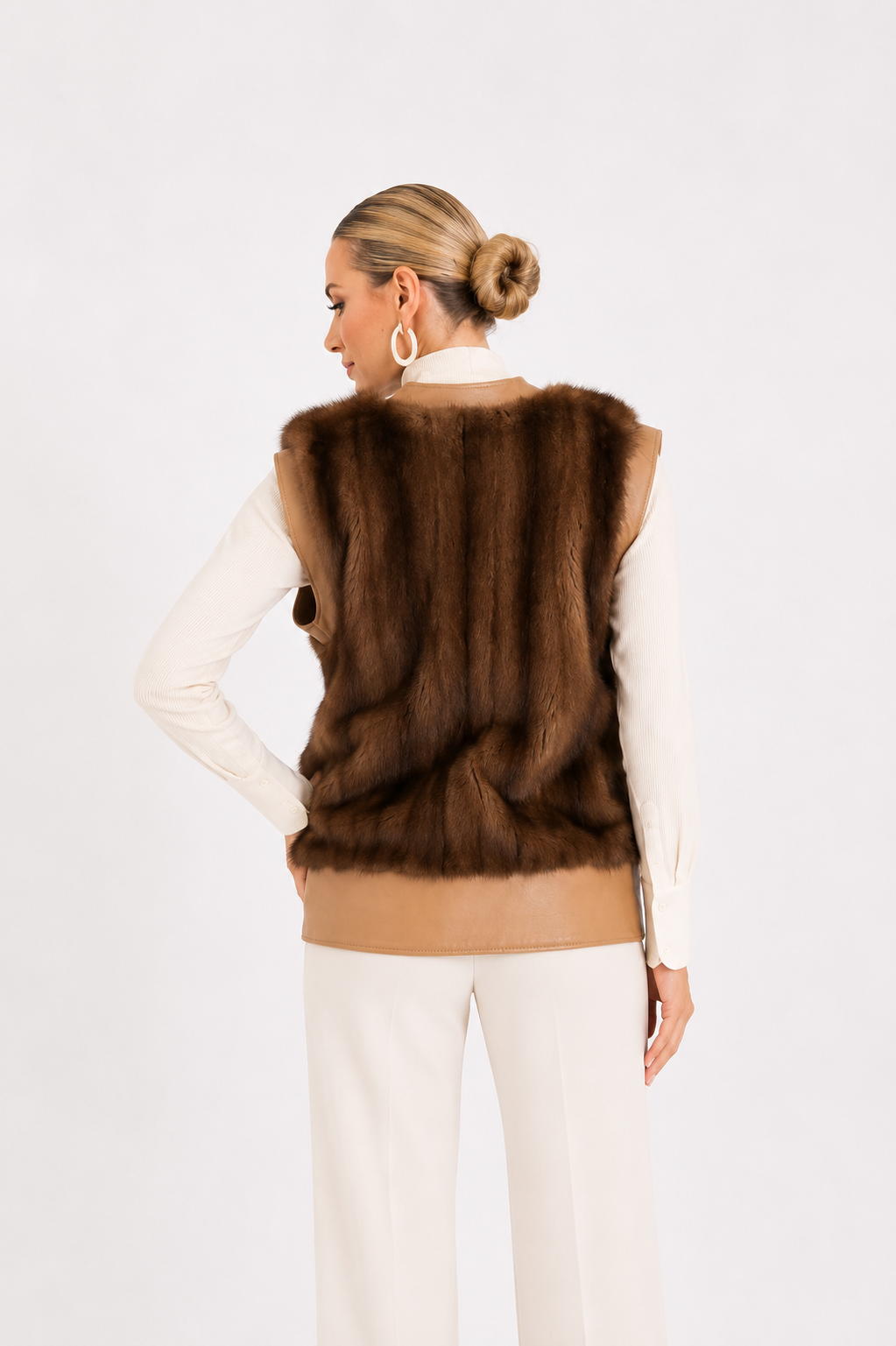 Gilet visone e pelle ramona