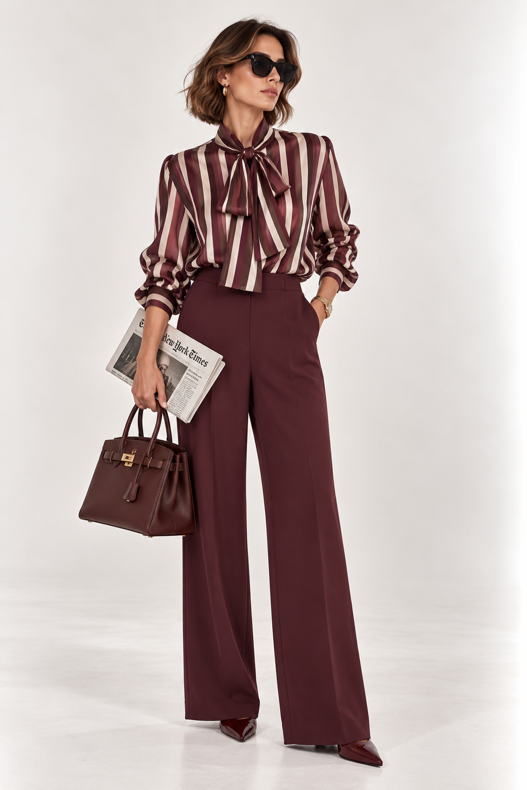 Camicia a righe bordeaux