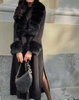 Cappotto monopetto bordi in  volpe black