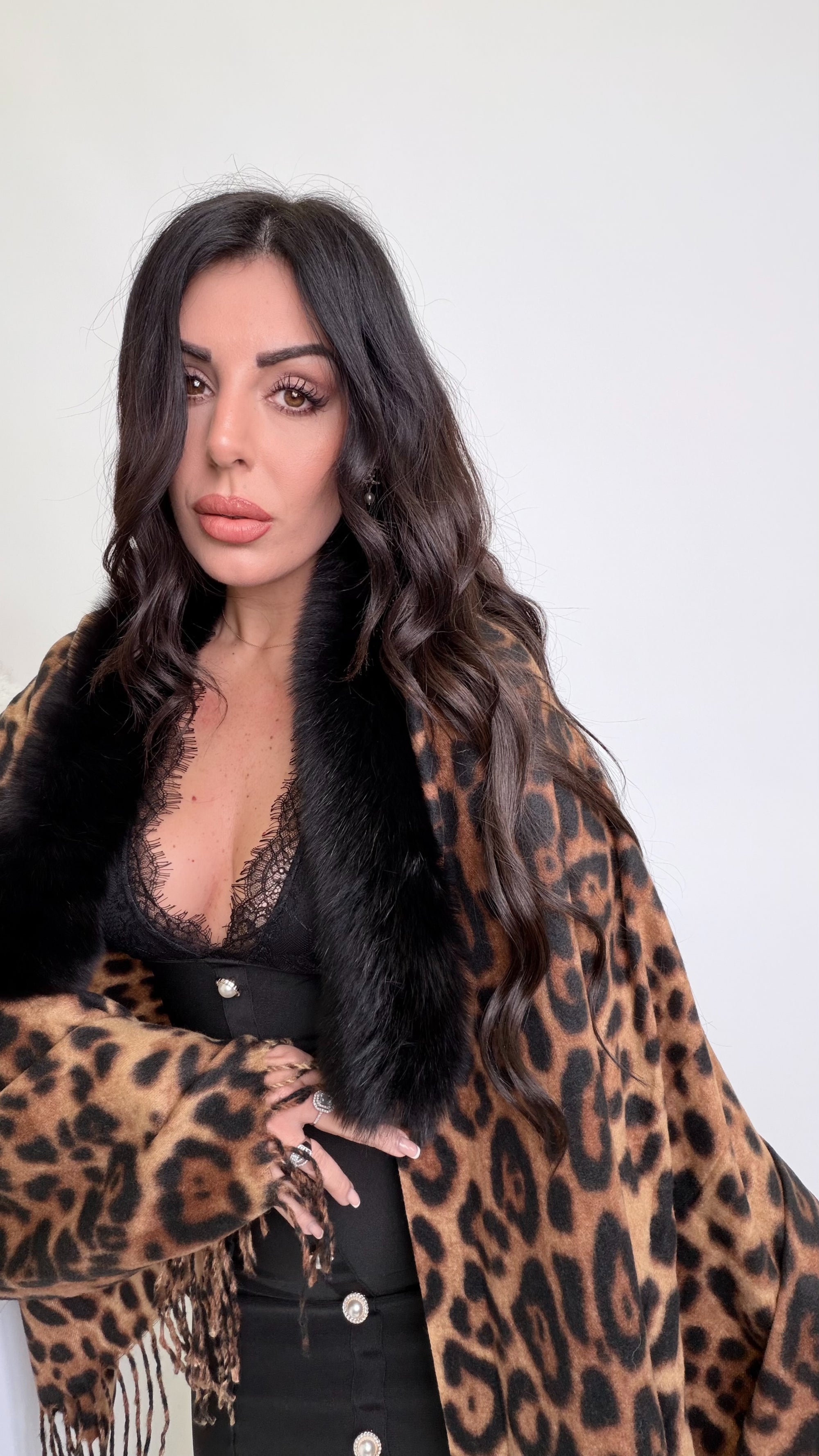 Sciarpa/Mantella 70%lana 30% cashmere bordo in volpe