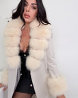 Cappotto luxury panna bordo in volpe