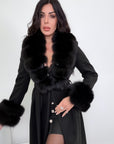Cappotto luxury nero bordo volpe