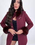 Cappotto gancio con bordo in volpe