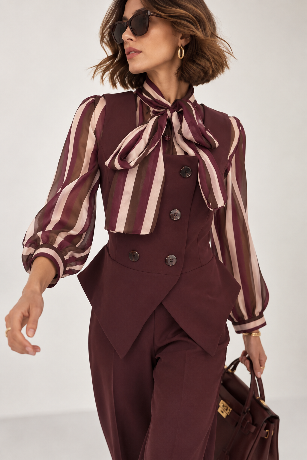 Camicia a righe bordeaux