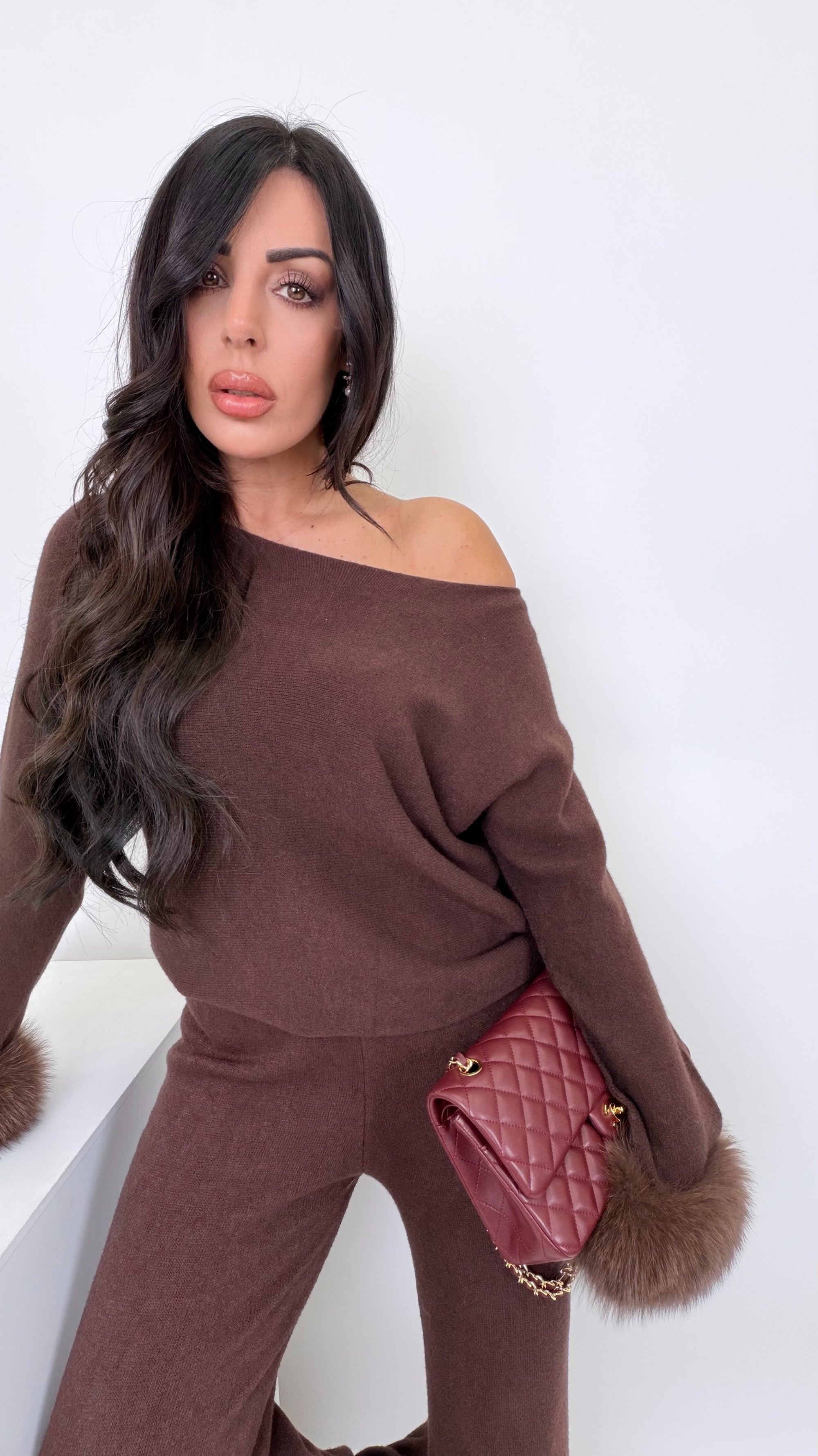 Coordinato in lana e volpe choco