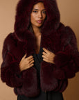 Bomber in volpe bordeaux