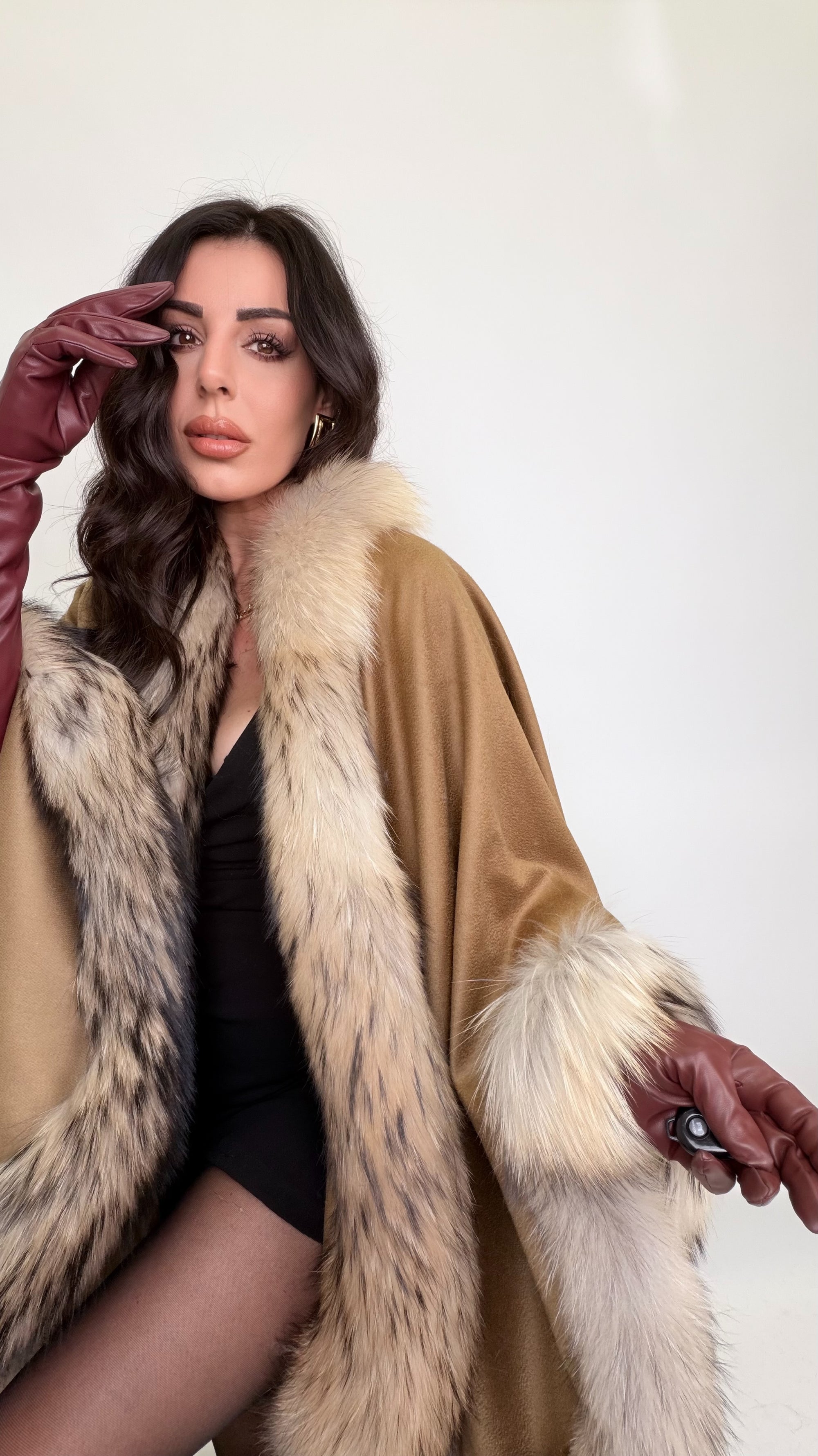 Mantella 100% cashmere bordo volpe