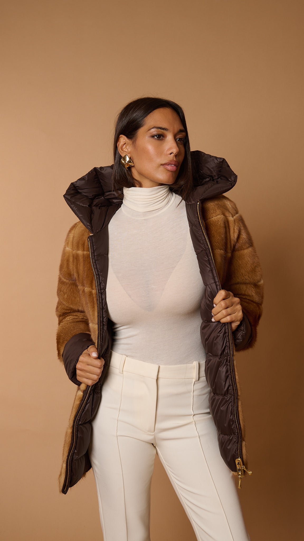 Visone reversibile piumino miele