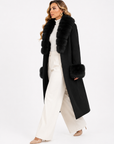 Cappotto bordato in volpe nero