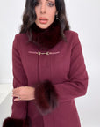 Cappotto gancio con bordo in volpe