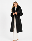 Cappotto bordato in volpe nero
