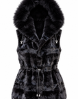 Gilet di visone con cappuccio AWY