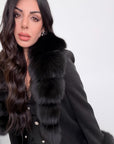 Cappotto luxury nero bordo volpe