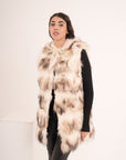 Gilet con cappuccio in volpe lilis