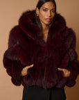 Bomber in volpe bordeaux
