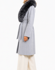 Cappotto in lana con collo in volpe