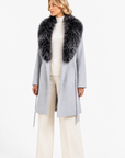 Cappotto in lana con collo in volpe
