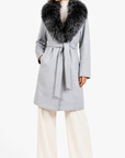 Cappotto in lana con collo in volpe