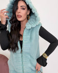 Gilet visone acquamarina