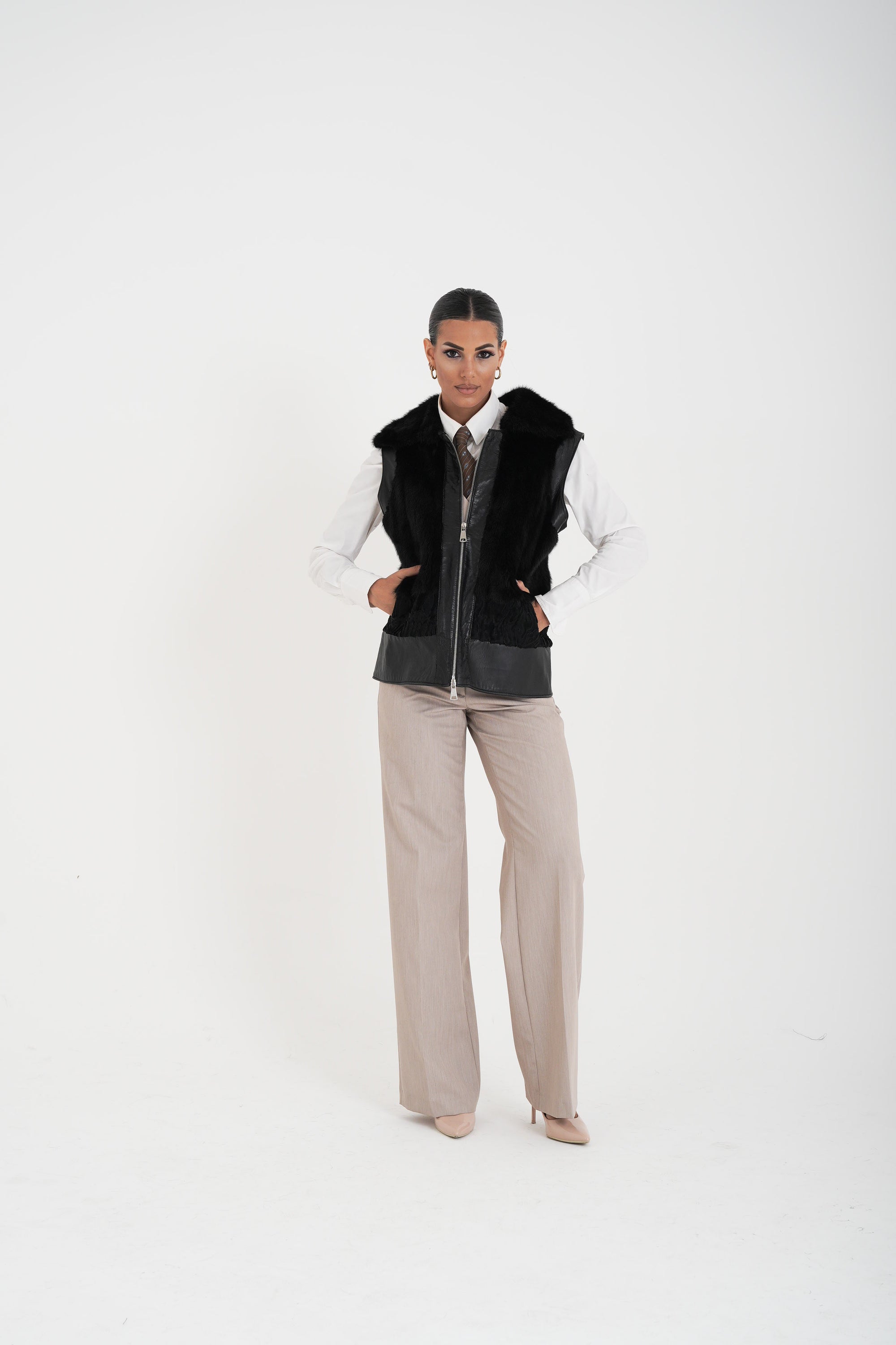 Gilet visone e pelle Patrizia