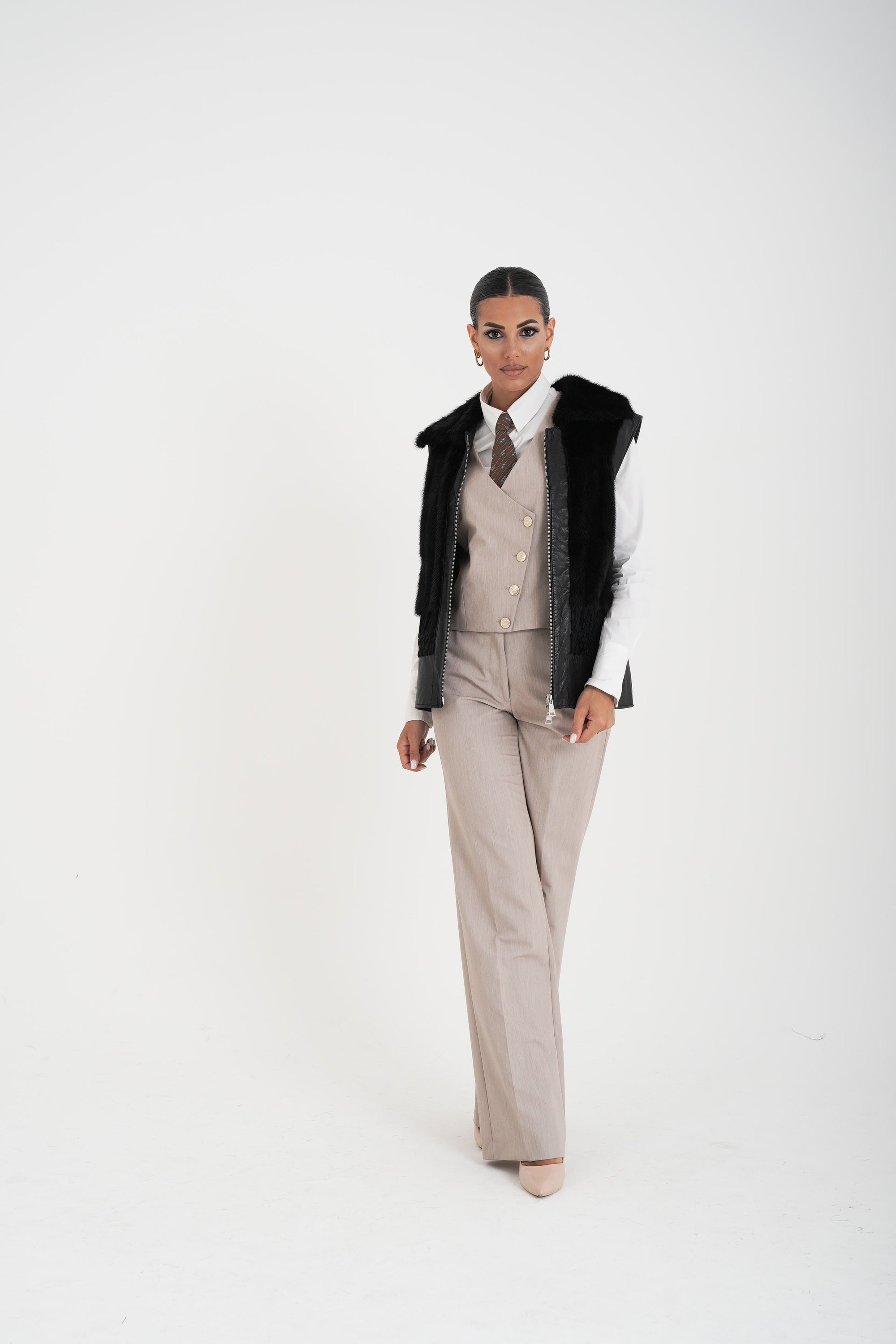 Gilet visone e pelle Patrizia