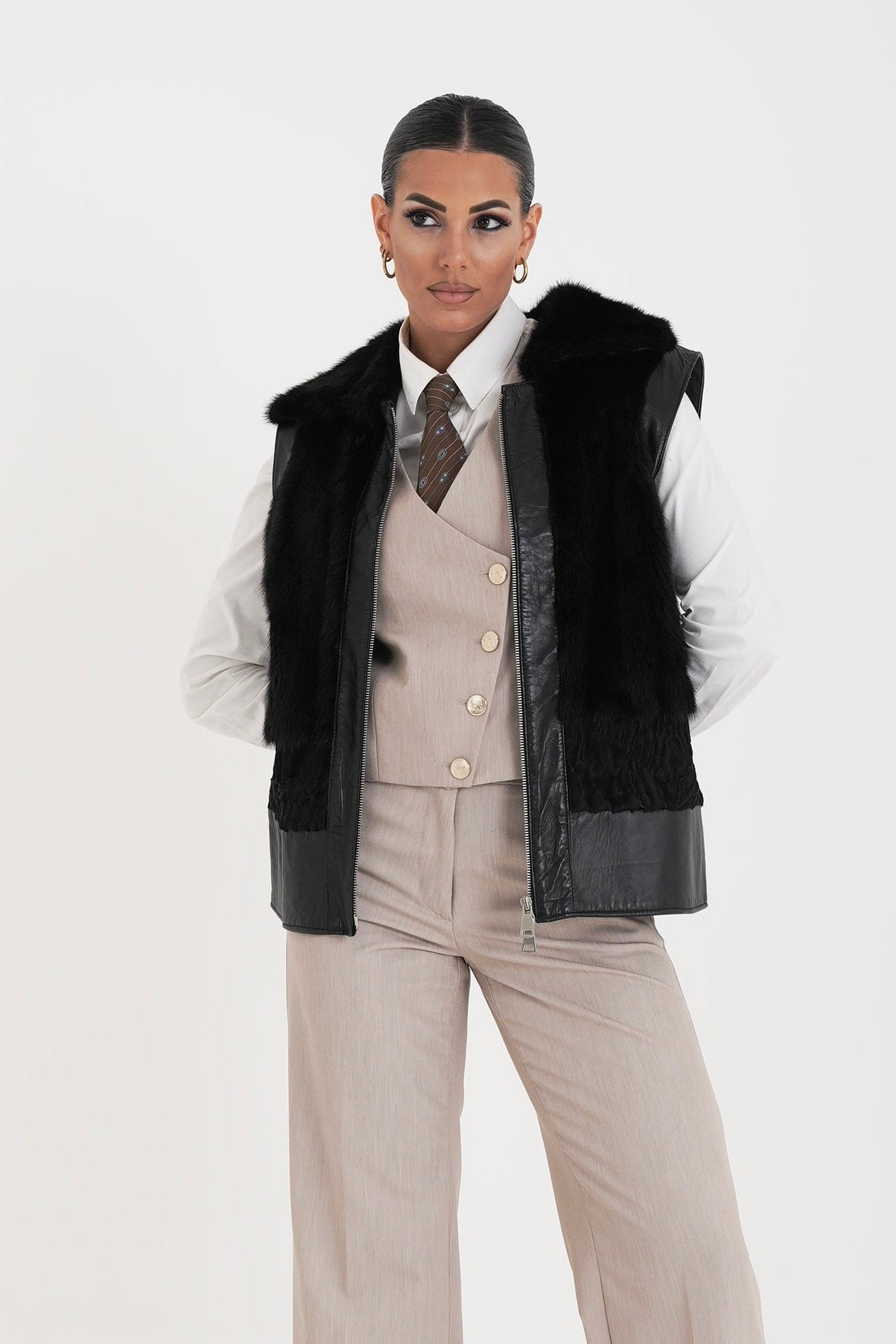 Gilet visone e pelle Patrizia