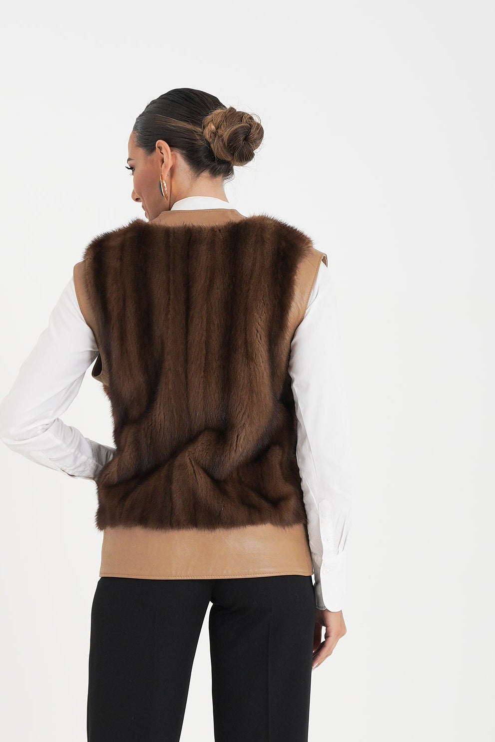 Gilet visone e pelle ramona