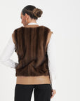 Gilet visone e pelle ramona
