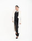 Cappotto bordato  in volpe panna
