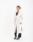 Cappotto bordato  in volpe panna