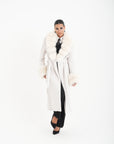 Cappotto bordato  in volpe panna