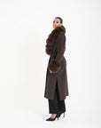 Cappotti bordato in volpe choco