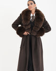 Cappotti bordato in volpe choco