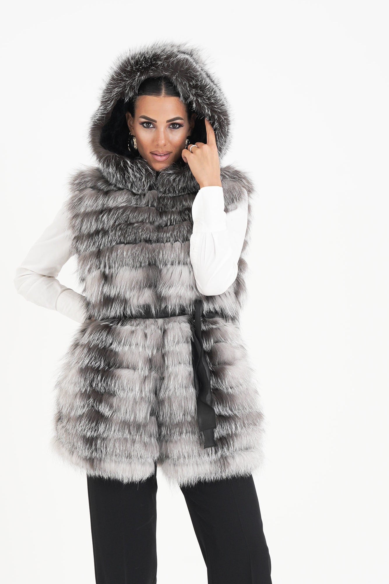Gilet volpe Marzia argento