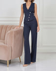 Tailleur gessato blue notte elena casali